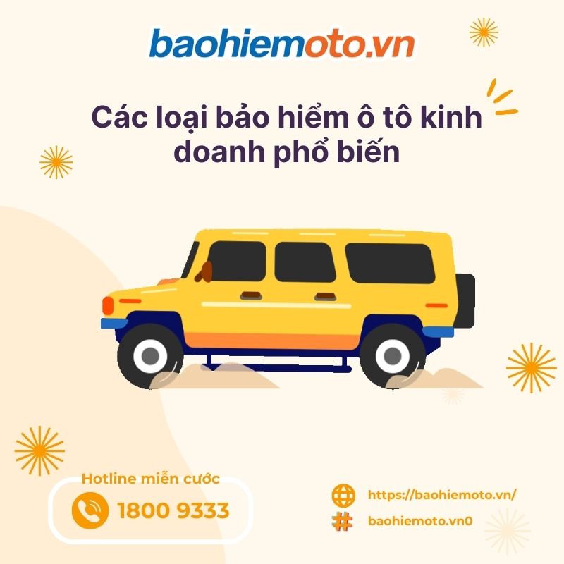 Các loại bảo hiểm ô tô kinh doanh phổ biến: